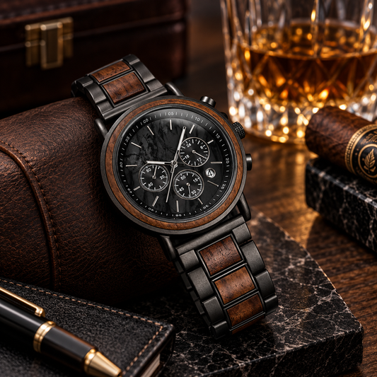 Personalized Walnut Watch & Leather Case Set | Luxury Watch Storage