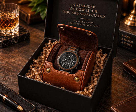 Personalized Walnut Watch & Leather Case Set | Luxury Watch Storage