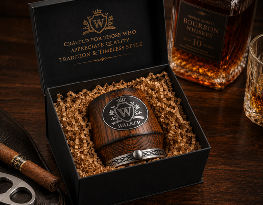 Personalized Wooden Whiskey Tumbler | Engraved Charred Oak Bourbon Glass | Rustic Whiskey Gift for Men