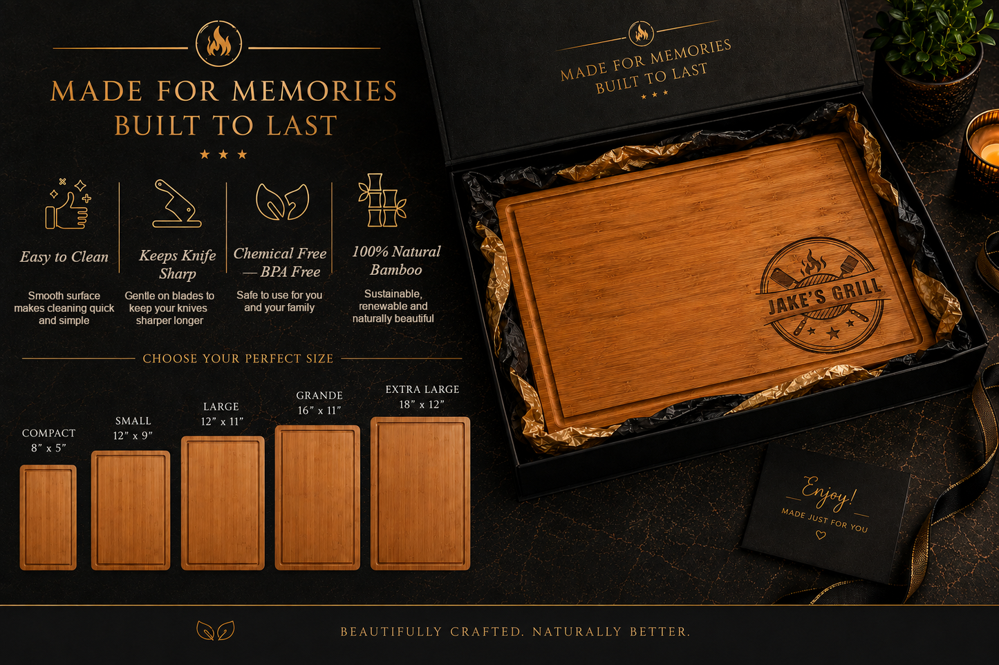 Personalized Bamboo Cutting Board Gift Set | Engraved BBQ & Grill Cutting Board