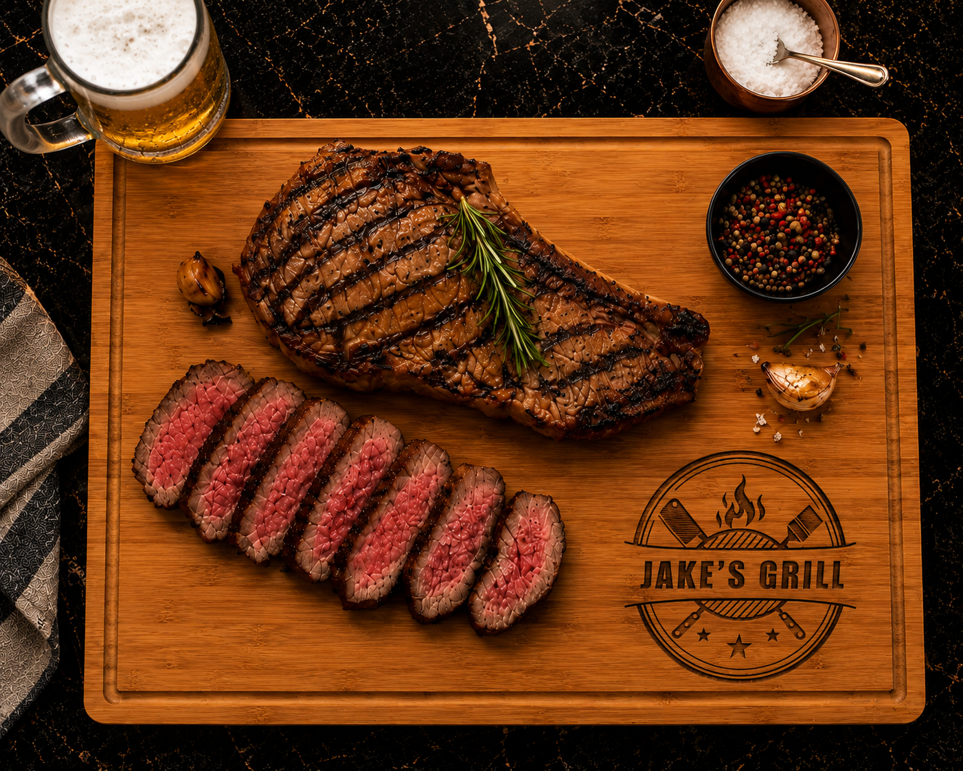 Personalized Bamboo Cutting Board Gift Set | Engraved BBQ & Grill Cutting Board